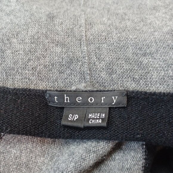 Theory Cashmere Cardigan Ashtry R Royal Black Gray Stripes Open Front Size Small - Picture 4 of 10